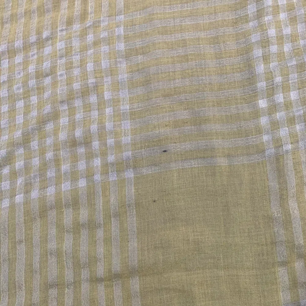 VINTAGE Yellow Brown Stripe Fringe Square Scarf
